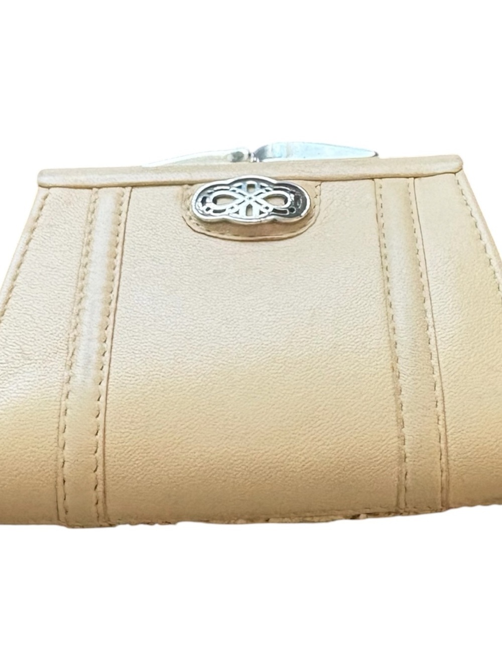 Brighton Cream Leather Women's Wallet with Silver Emblem